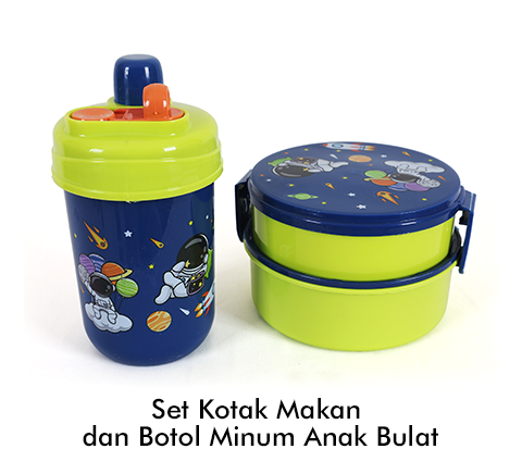 Set Kotak Makan dan Botol Minum Anak Bulat
